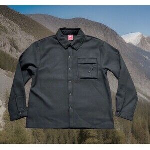 Nike Jacket Men Black Wool Blend Button Up Pocket Swoosh HF0132-010 Size S NEW